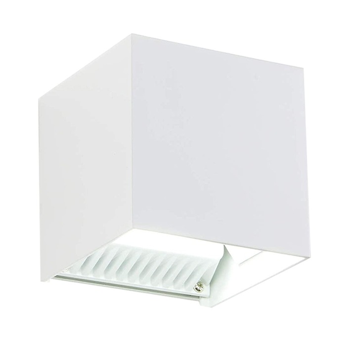 Aplica de perete, aluminiu, IP65, lumina calda, alb, 100x100mm