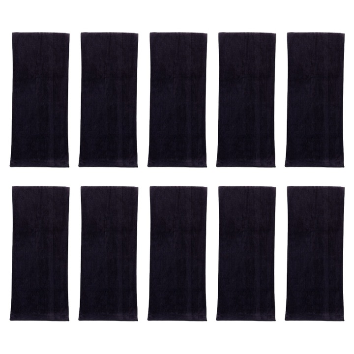 Set 10 prosoape, Microfibra, Negru, 35x75cm