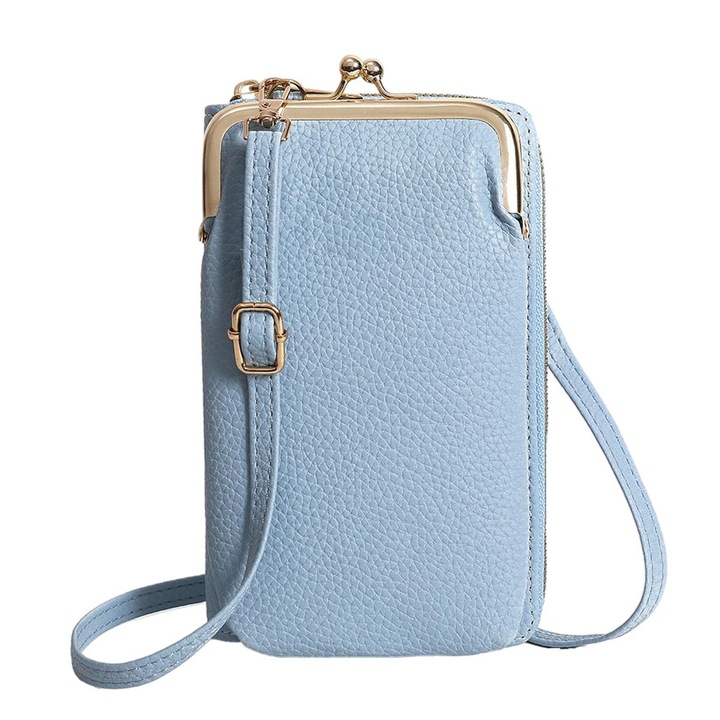 Geanta de umar multifunctionala pentru femei, albastru, 11x5x18cm, piele sintetica