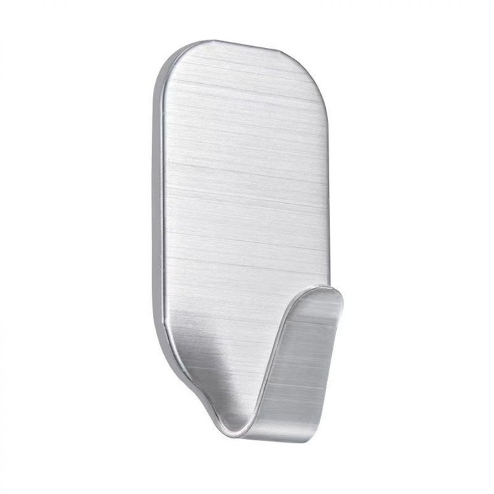 Set 6 carlige autoadezive, inox, argintiu, 3x5.2cm