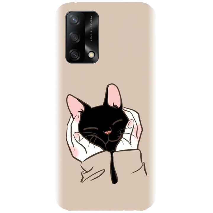 Силиконов кейс съвместим с Oppo A74 4G / F19 - модел Th Black Cat In Hands