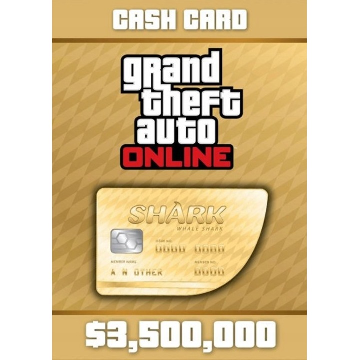 Cash Card Whale Shark pentru GTA V Online PC, 3500000 de dolari virtuali