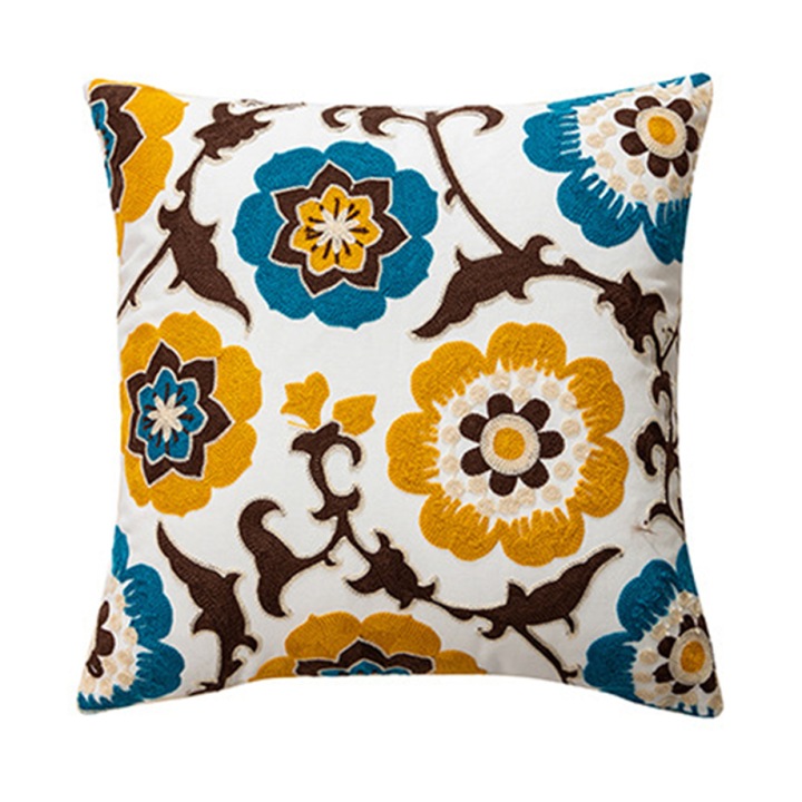 Декоративни калъфки за възглавници, Флорален десен, Канаваца, 45x45см, Многоцветни