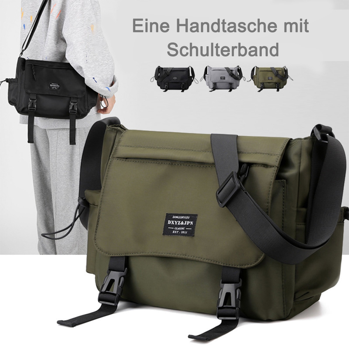 Geanta barbati, impermeabila, antizgarieturi, pentru laptop 15", 33x27x16cm, verde