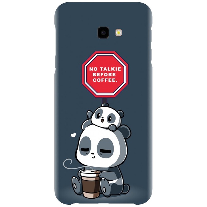 Husa din silicon compatibila cu Samsung Galaxy J4 Plus / J4 Plus 2018 - model Panda Coffe