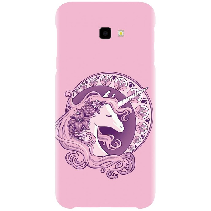 Husa din silicon compatibila cu Samsung Galaxy J4 Plus / J4 Plus 2018 - model Purple Unicorn