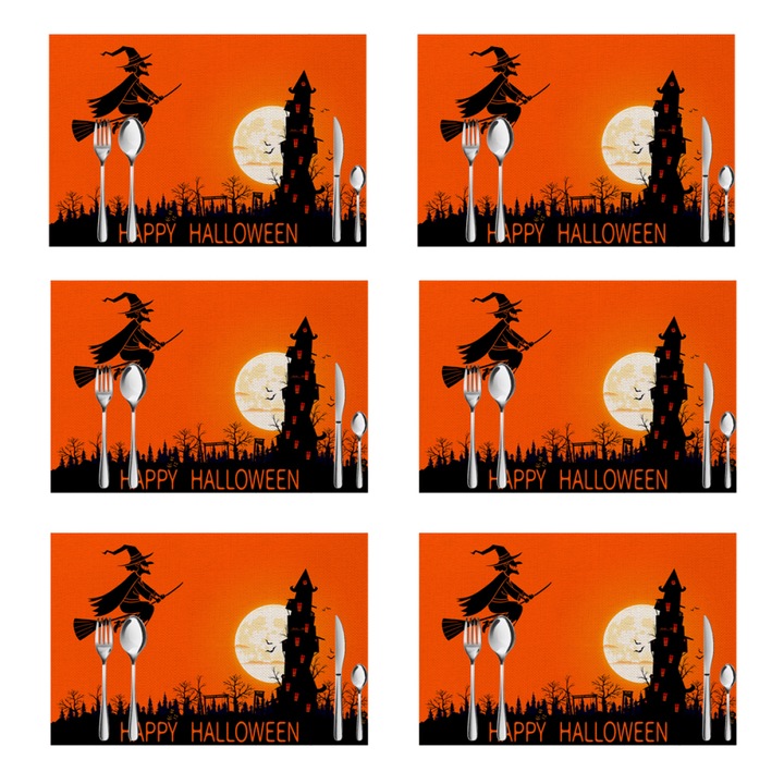 Set 6 servete de masa, design dreptunghiular, 45x30cm, usor de curatat, multicolor