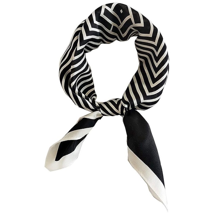 Jormftte selyemsál, 53x53cm, fekete és fehér, 1 darab