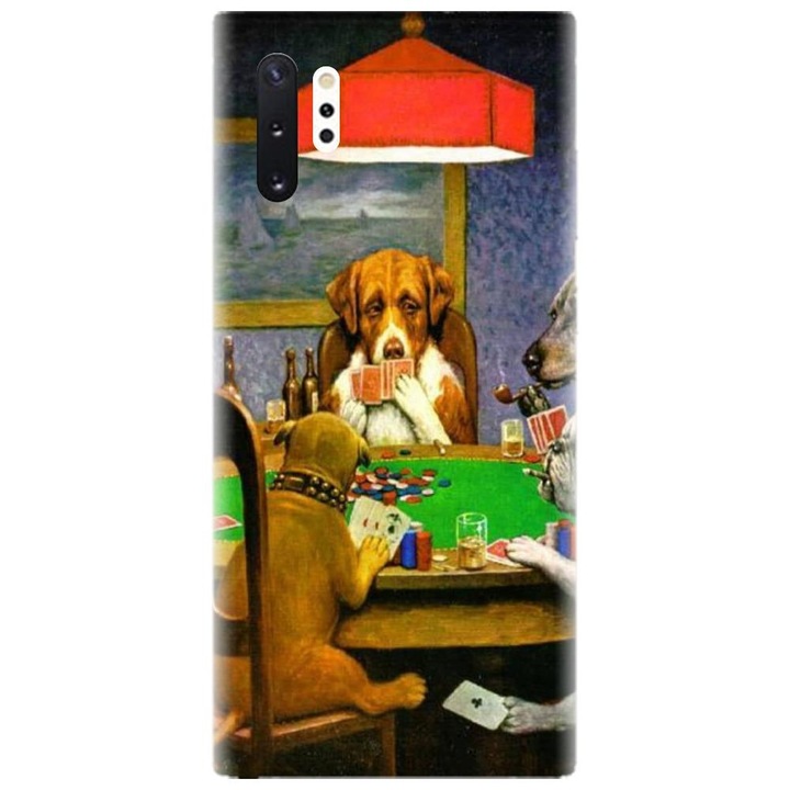 Husa din silicon compatibila cu Samsung Galaxy Note 10 Pro / Plus - model Dogs Playing Poker