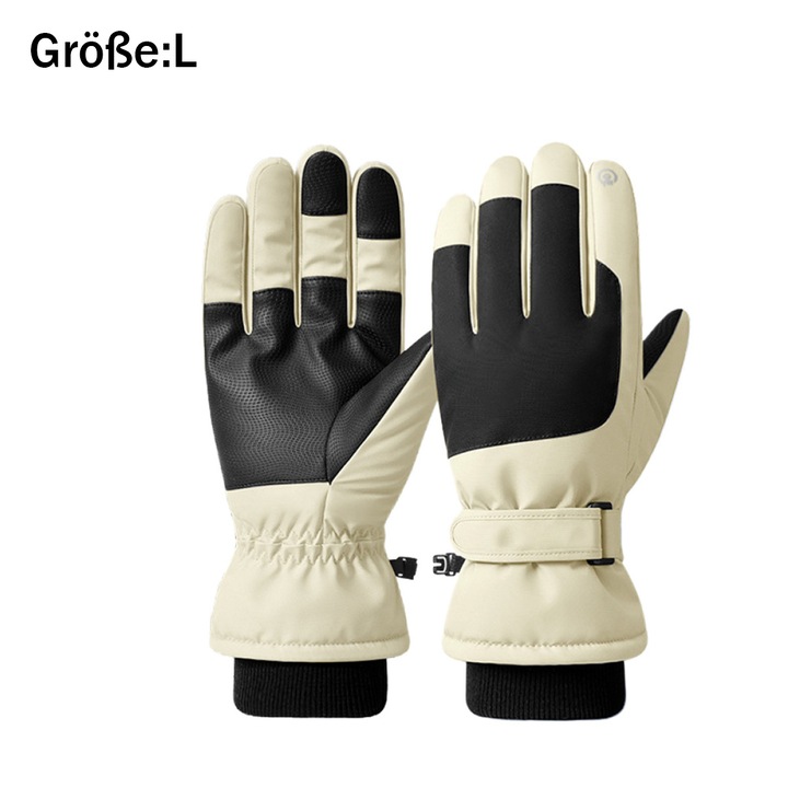 Manusi sport, impermeabile, touchscreen, termoizolante, negru/bej