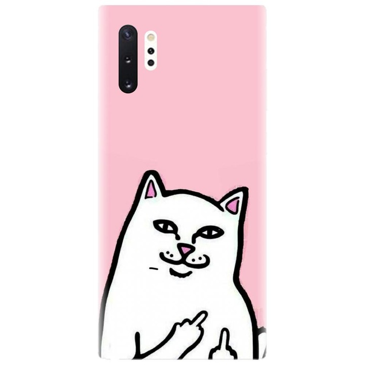Husa din silicon compatibila cu Samsung Galaxy Note 10 Pro / Plus - model White Cat