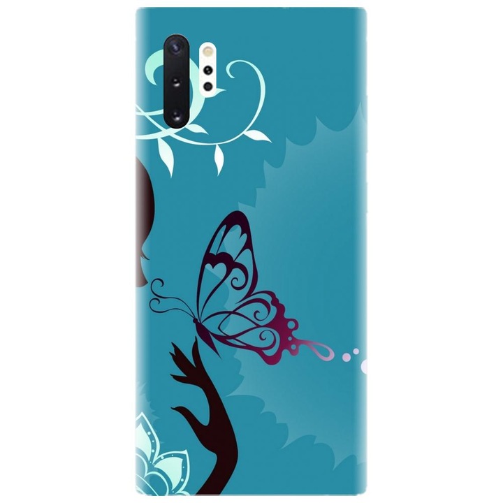 Husa din silicon compatibila cu Samsung Galaxy Note 10 Pro / Plus - model Blue Butterfly