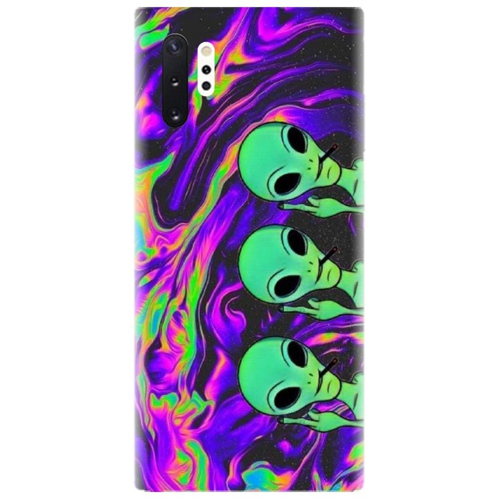 Husa din silicon compatibila cu Samsung Galaxy Note 10 Pro / Plus - model Trippy Aliens
