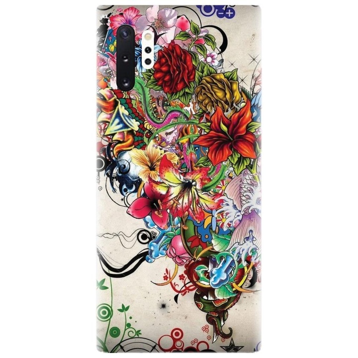 Husa din silicon compatibila cu Samsung Galaxy Note 10 Pro / Plus - model Abstract Flowers