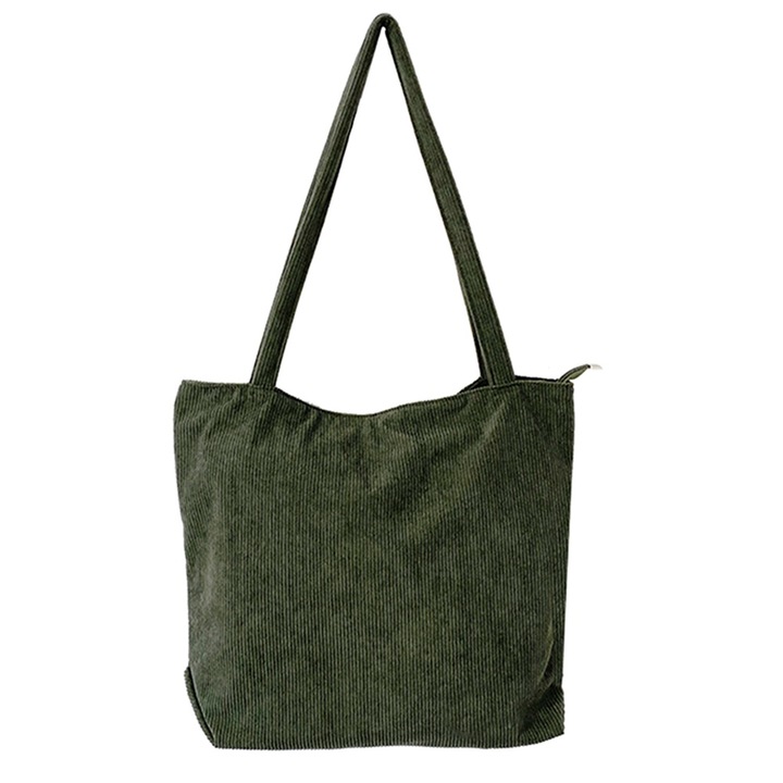 QttvbTna bordázott bársony válltáska, nagy kapacitású, sötétzöld, 45x42x12cm