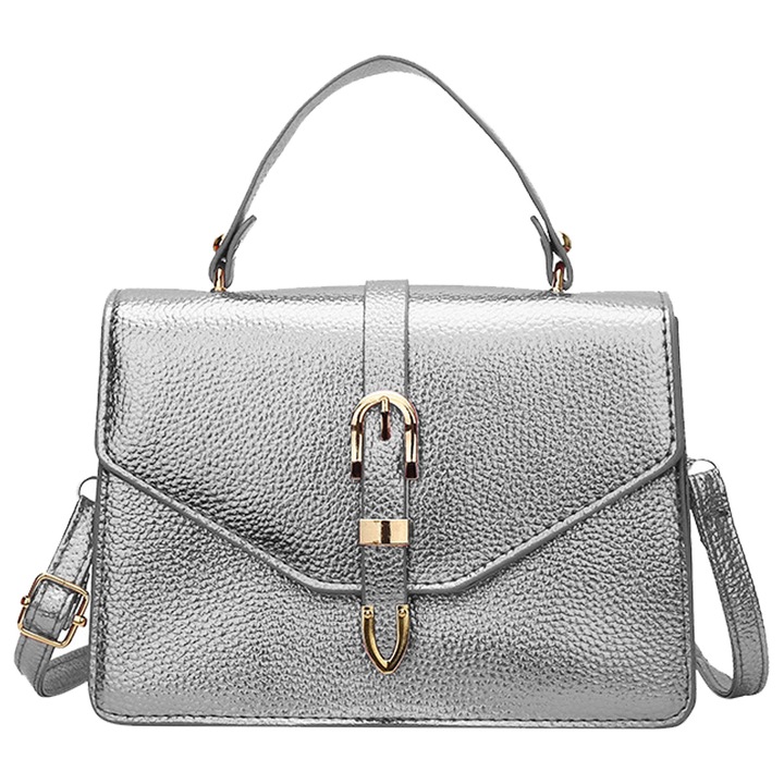 Jormftte keresztpántos táska, rózsaszín/arany/ezüst, 21.5x16x6.5cm, állítható pánttal