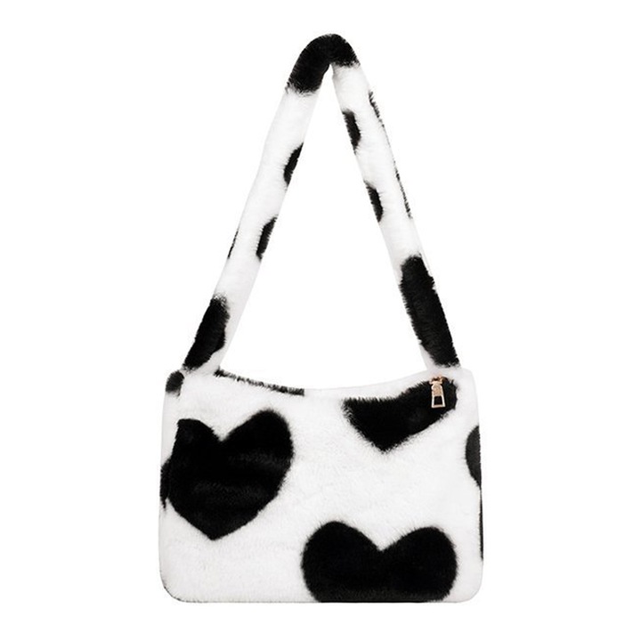 Jormftte válltáska, Baguette modell, sokszínű, 28x18x6cm, plüss anyag