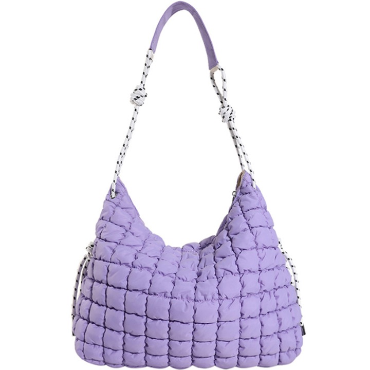 Jormftte női válltáska, bolyhos modell, nagy kapacitású, 43x35x18cm, lila