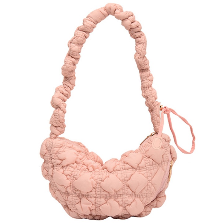 Jormftte női válltáska, bolyhos modell, rózsaszín, mérete 30x18x9cm, nagy kapacitású