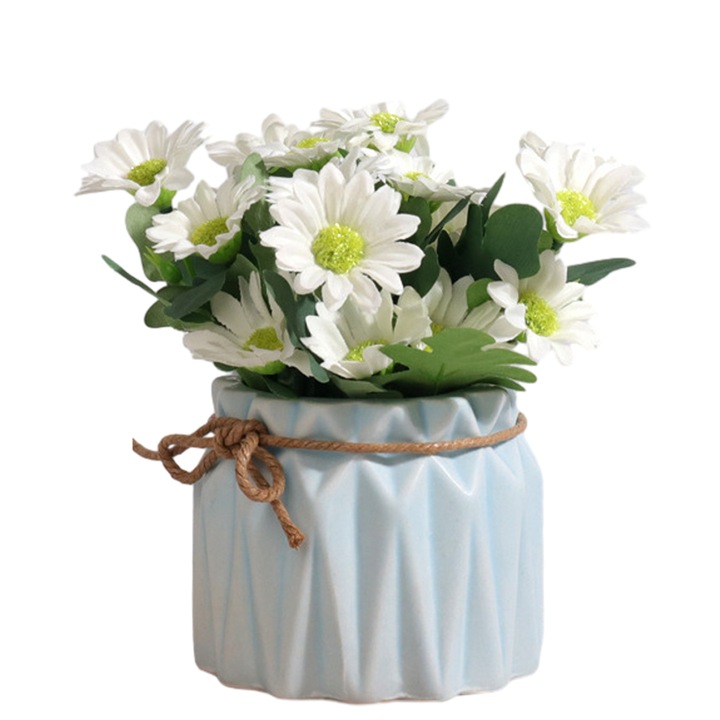Buchet artificial hortensie cu vaza ceramica mica, 8.4x7x14.5cm, multicolor