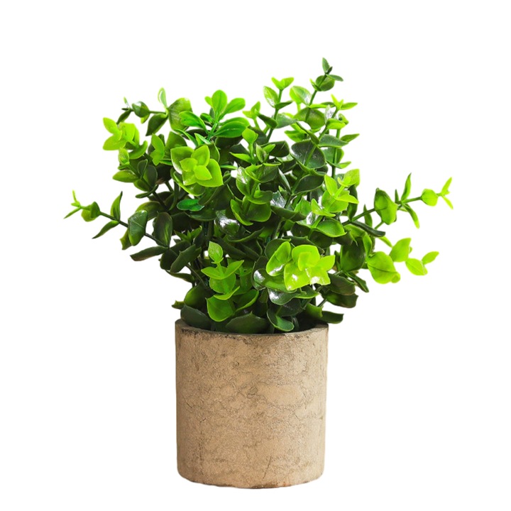 Plante Artificiale in Ghiveci, Mini Flori Milano, Gri, 12.7x12.7x12cm