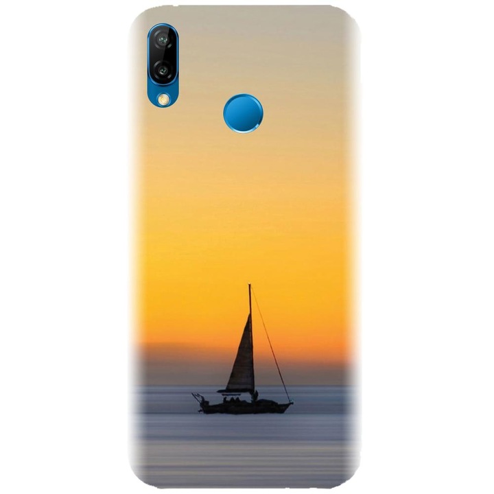 Силиконов кейс съвместим с Huawei P20 Lite / P20 Lite 2018 - модел Wind Sail Boat Ocean Sunset