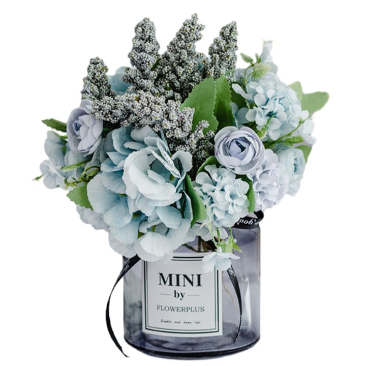 Аранжировка от изкуствени цветя във ваза, QttvbTna, декорация за дома/офиса, коприна/пластмаса