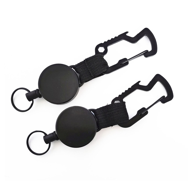 Set 2 brelocuri retractabile, Carabina, Plastic, Negru, 4.1x15.5cm
