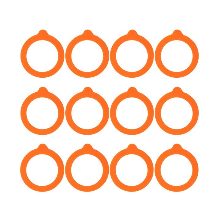 Set 12 inele de etansare din silicon pentru borcane, portocaliu/verde, 9.5x6.5cm