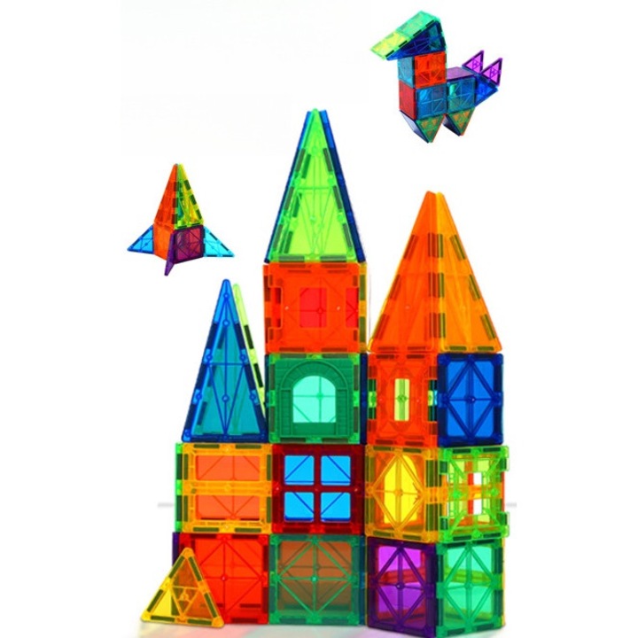 Магнитен конструктор, 60 части, ABS, многоцветен, 10x18x22 см