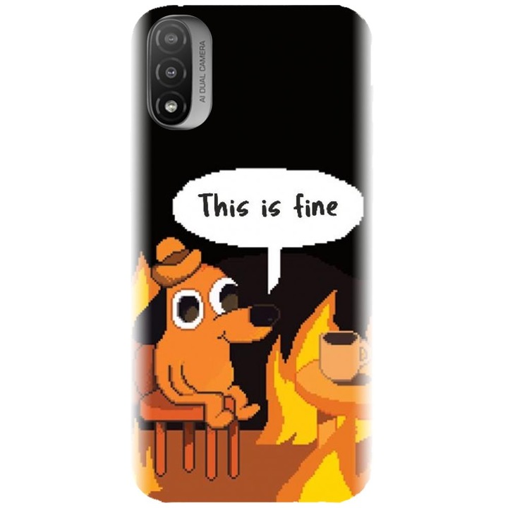 Szilikon borítás kompatibilis a Motorola Moto E20 / E30 / E40 / E20S - Pixel Art This Is Fine modellel