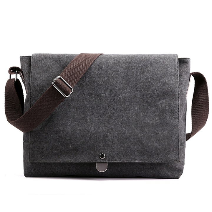 Alkalmi futártáska, vászon, 38x28x8 cm, sötétszürke