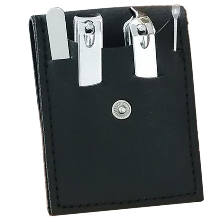 Set 4 instrumente manichiura/pedichiura, multifunctional, inox, argintiu