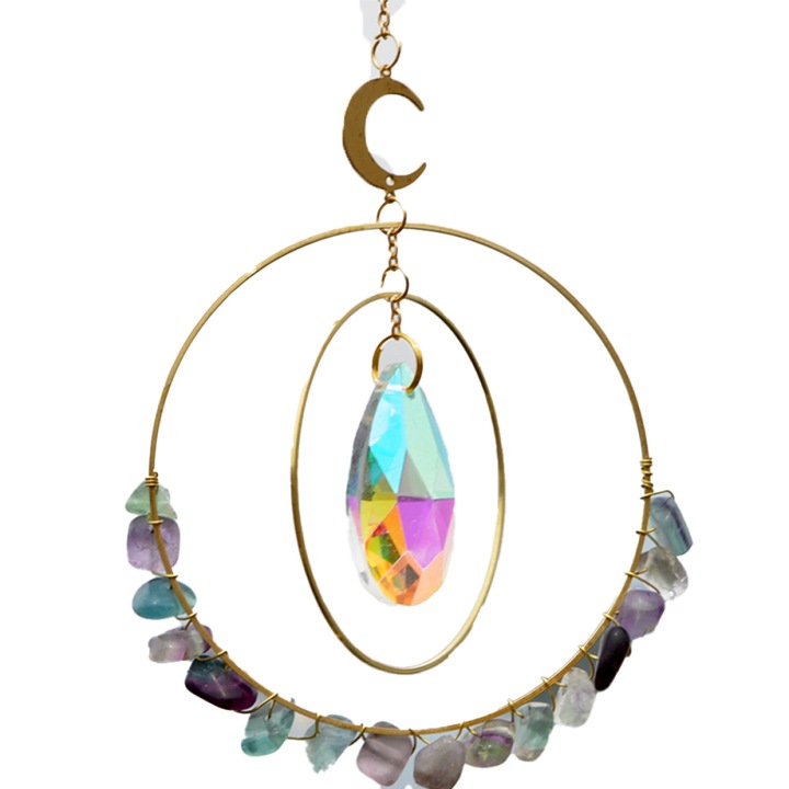 Függesztett dekoráció, Prizma hatású, Többszínű, Ablakra/kertre