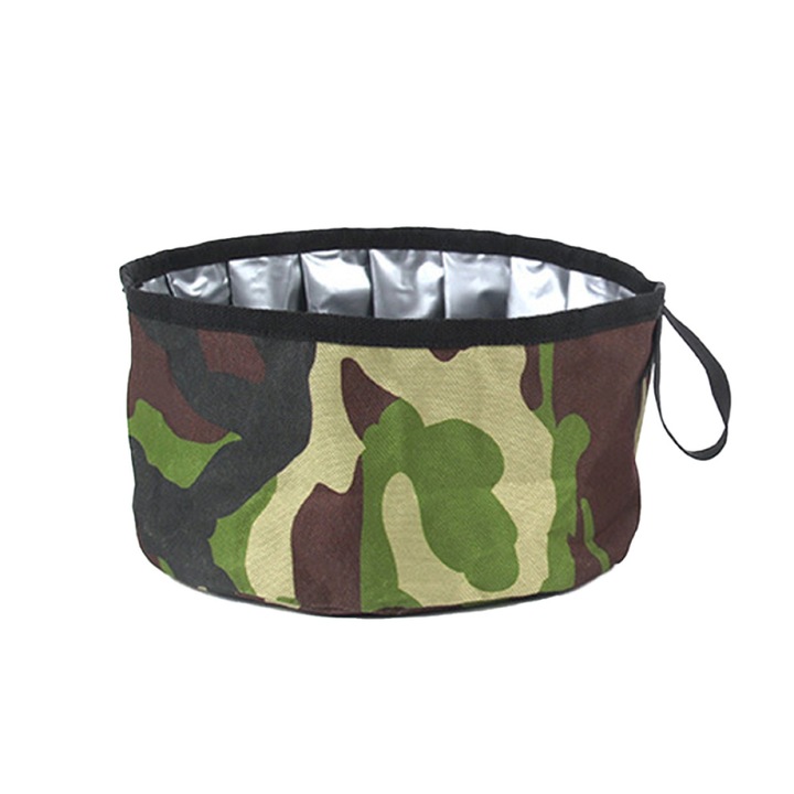 Set 2 castronele pliabile pentru calatorie, verzi, rezistente la scurgeri, usor de curatat, cu carabinier