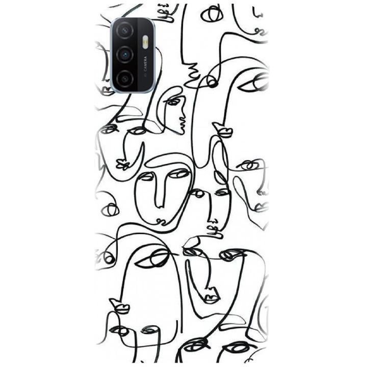 Szilikon tok kompatibilis az Oppo A32 4g / A33 4g / A53 4g / A53s 4g - Line Art Faces modellel