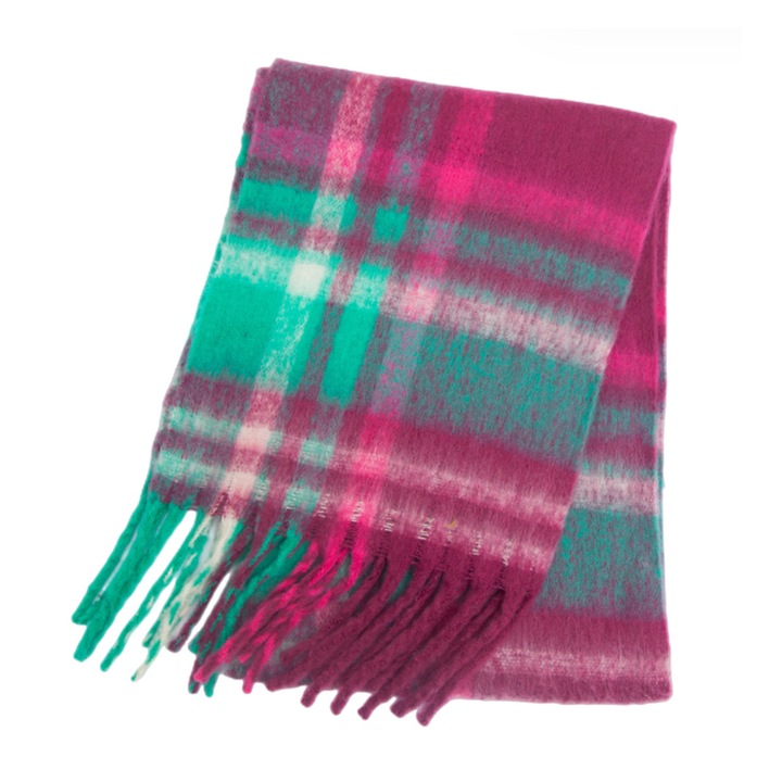 Fular plaid unisex, 220x37cm, moale, elegant, pentru iarna