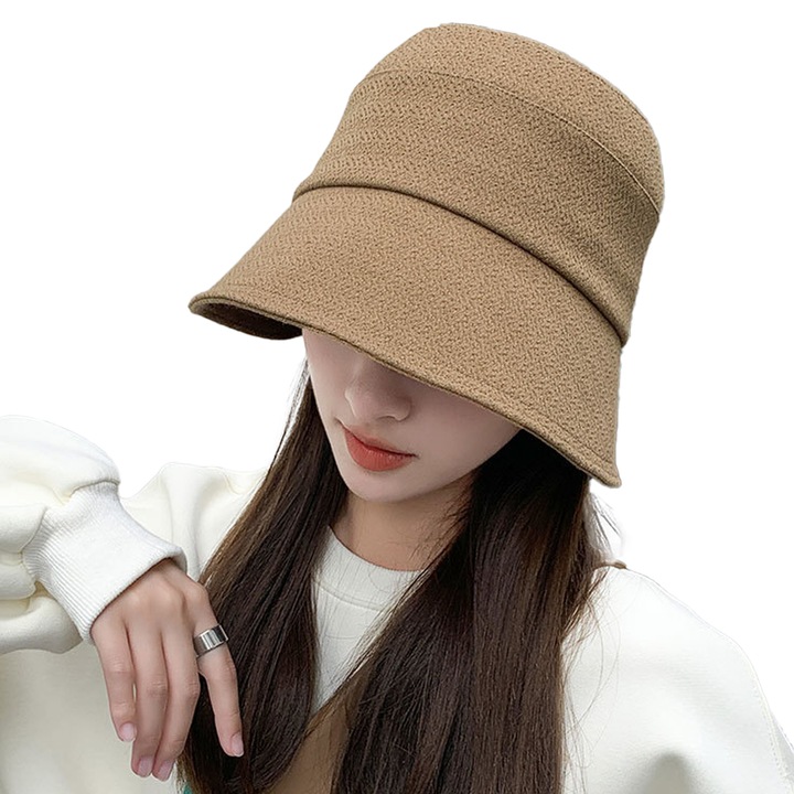 Caciula bucket unisex AMRINUGL, bej, 55-58cm, material bumbac poliester, set 1 caciula