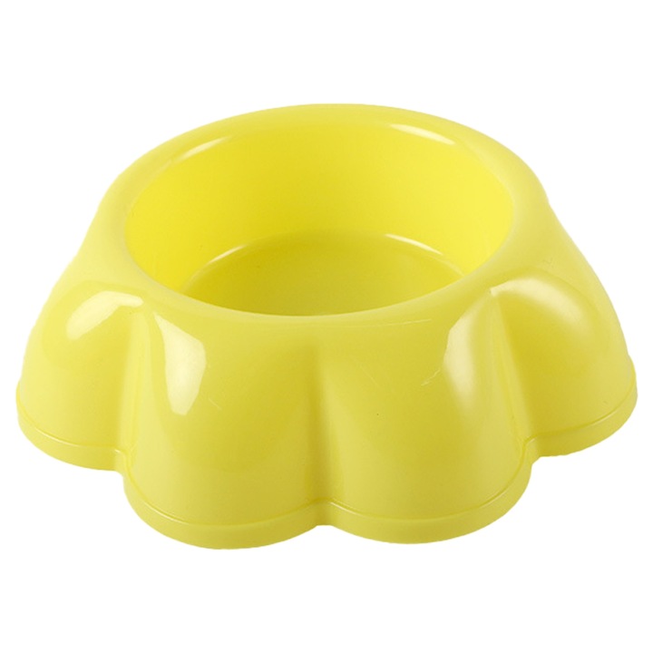 Castron pentru caini/pisici, plastic rezistent, galben