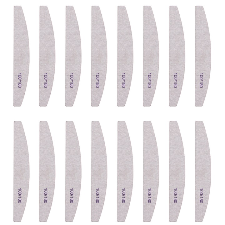 Set 16 pile de unghii, 100/180 Granulatie, 2.8x18.8 cm, Gri
