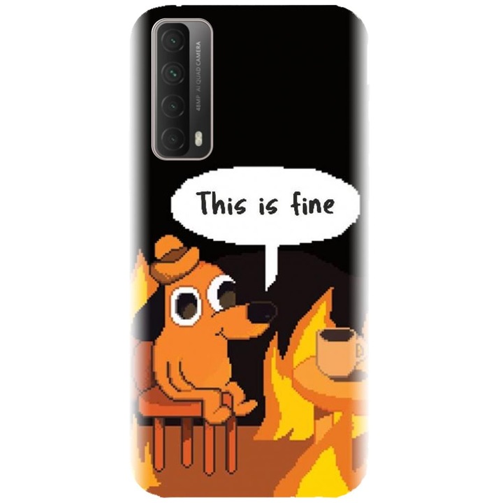 Силиконов кейс, съвместим с модела Huawei P Smart 2021 - Pixel Art This Is Fine
