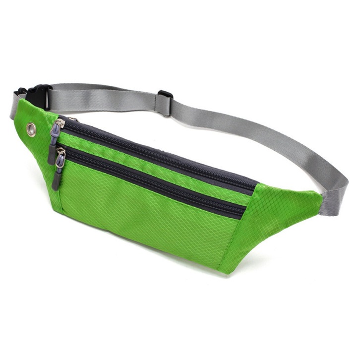 Sporttáska, több zsebes, vízálló, futáshoz, zöld