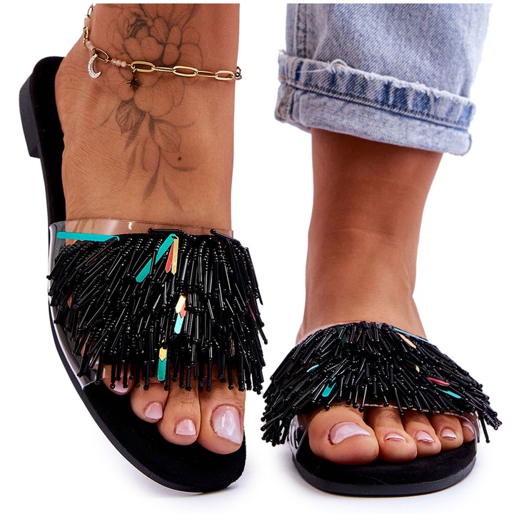 Дамски гумени чехли, Черен, 36