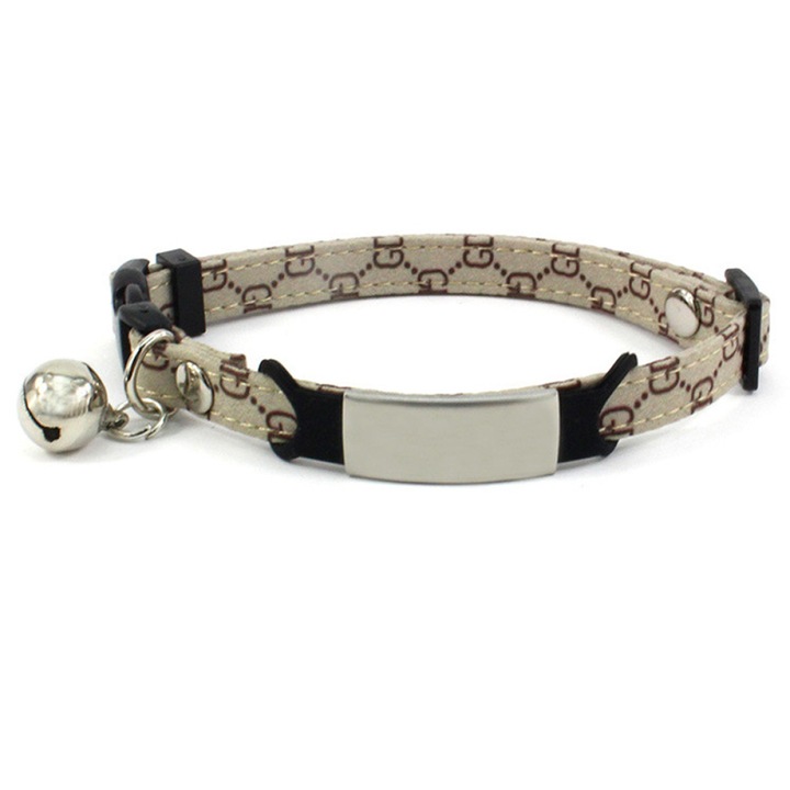 Zgarda pentru pisici cu clopotel si eticheta nume, cu catarama, ajustabile 20-30x1cm