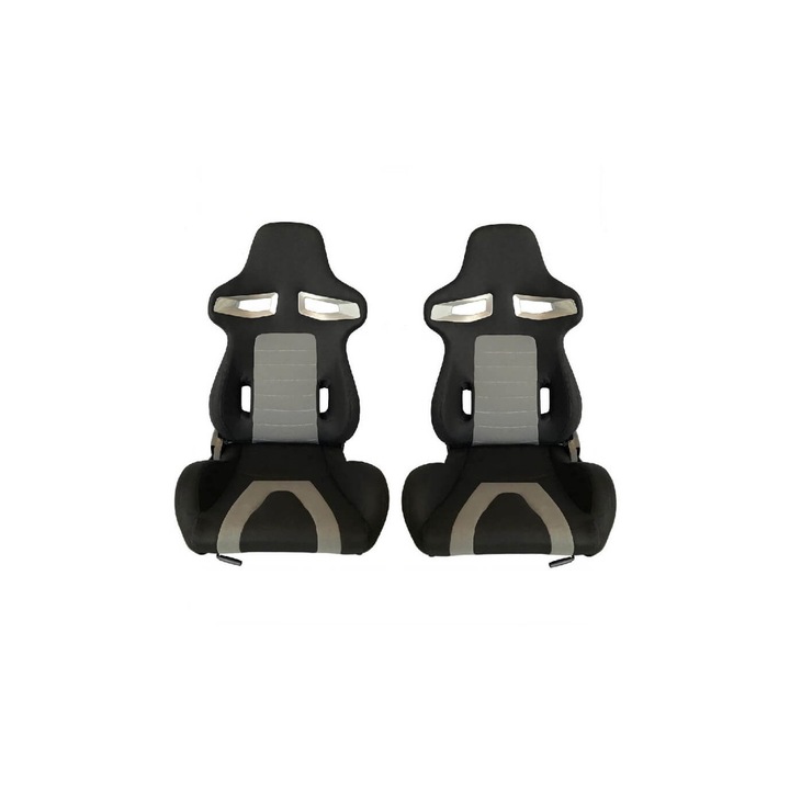 Set Scaune Sport Universal, Negru/Gri, Reglaj Inclinare, 2 Piese