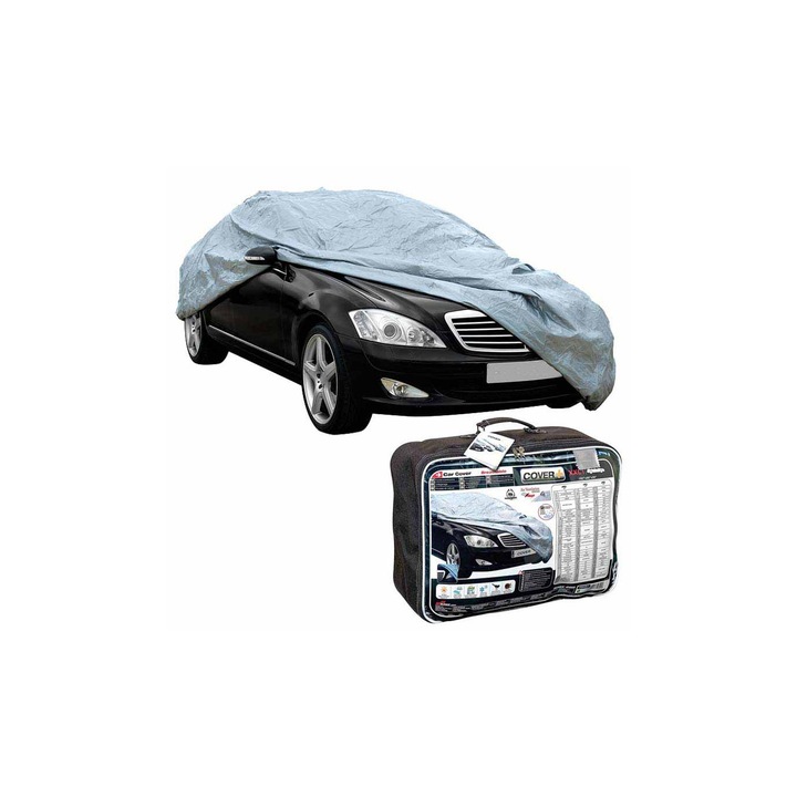 Husa auto Sedan XXL1, universala, 463x173x143cm, PVC, gri, cu banda de siguranta