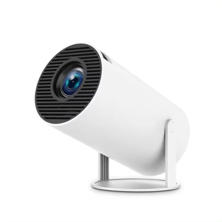 Proiector Pro portabil inteligent Full HD 1080P Android 11 Dual Wifi 6 2.4-5 ghz, LCD Led 4K, ram 1gb, rom 8gb, BT 5.0, Video 720P Proiector Home Theatre 4K, difuzoare incorporate, contrast 1500:1, Hifi Stereo Alb