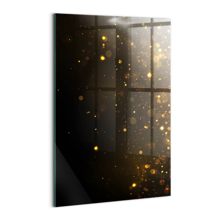 Tablou Sticla, Wallfluent, Sclipici auriu, Negru, 40x60 cm, 010010010160100274495
