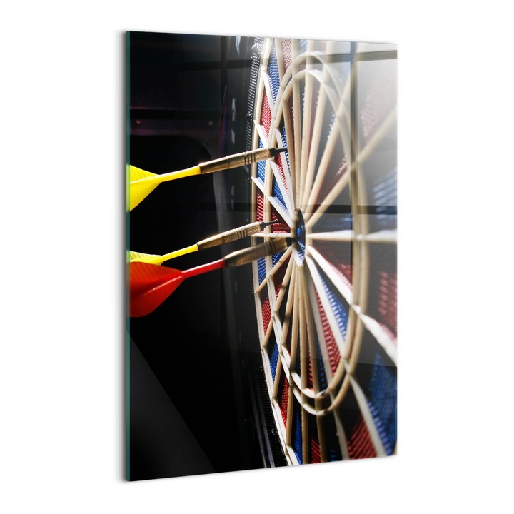 Tablou Sticla, Wallfluent, Dart darts si dartboard, Negru, 40x60 cm, 010010010160100074956