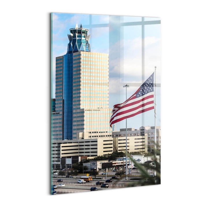 Tablou Sticla, Wallfluent, Steagul Americii, Albastru, 40x60 cm, 010010010160100075669